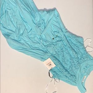 Calvin Klein Aqua Floral-Lace Maxi dress